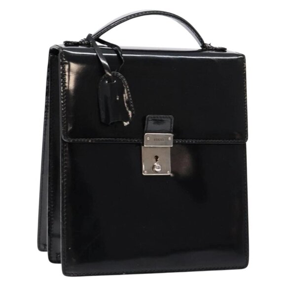 GUCCI Hand Bag Patent leather Black Silver 018 123 1003 Auth 138124 - Picture 1 of 16